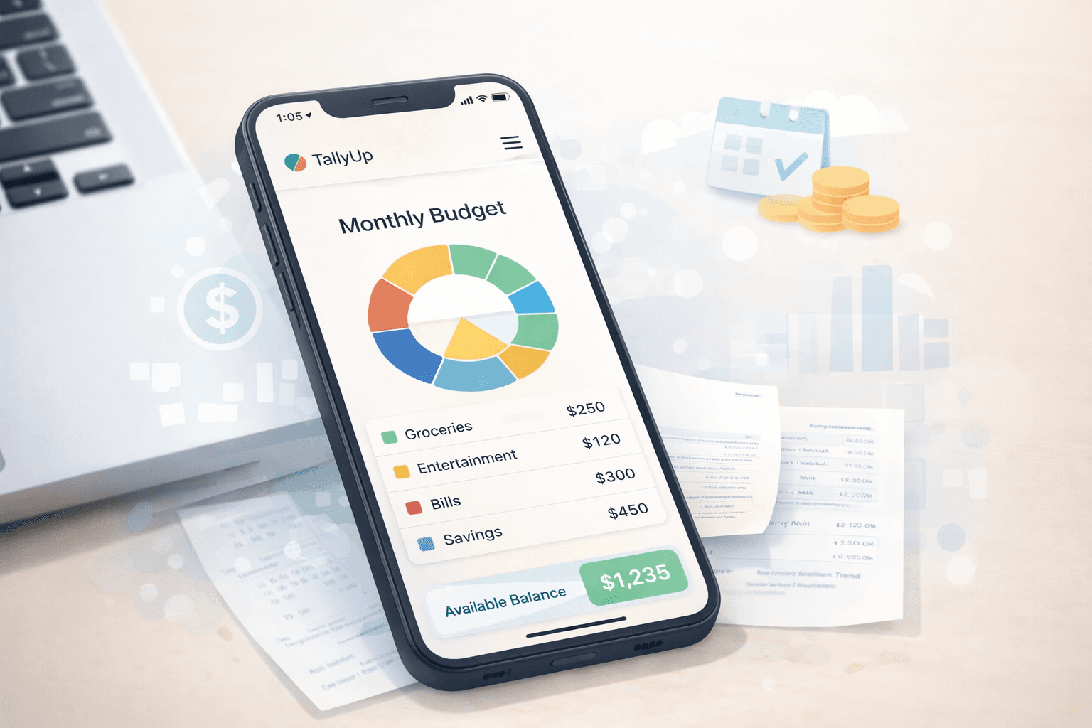 Budget dashboard on a smartphone illustrating clarity and control.
